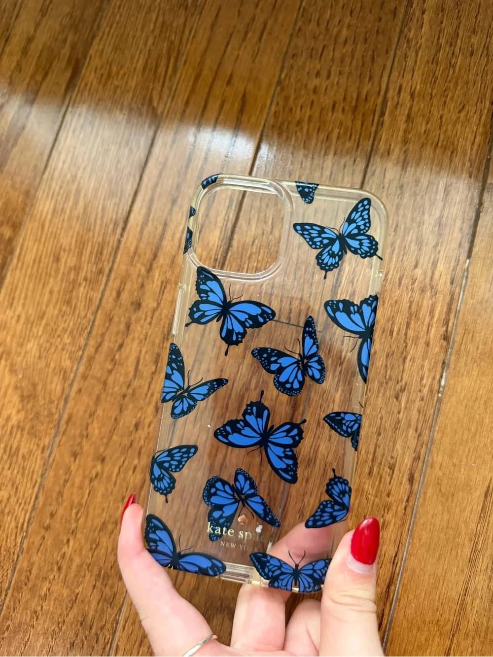 kate spade Clear Case with Blue Butterfly Print